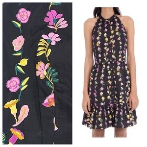 NEW Banjanan Indigo Dress Sz S Floral Onyx Black Pink Floral Pockets